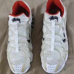 Nike X Stussy Air Zoom Spiridon KK Men's Size 7.5 White/Habanero RedCJ9918-100
